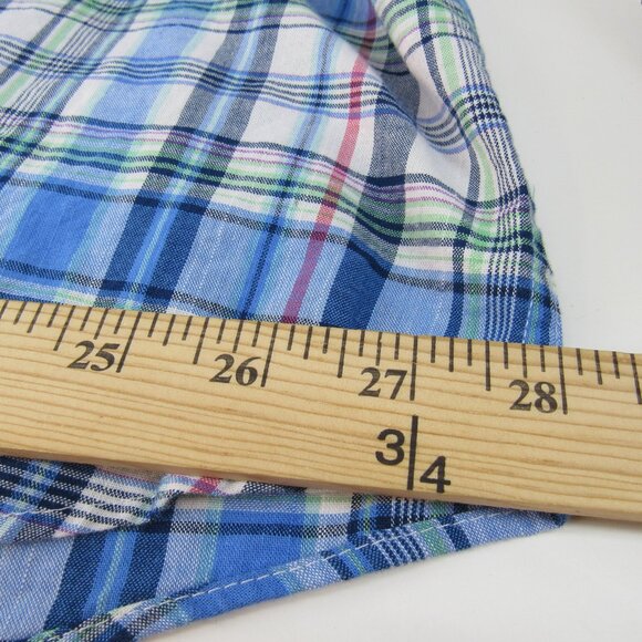 IZOD Saltwater Dockside Blue Plaid Chambray Short Sleeve Button Up Shirt 2XL - Picture 9 of 12